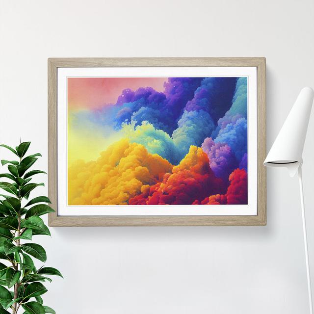 Watercolour Rainbow Clouds - Picture Frame Graphic Art Marlow Home Co. Frame Colour: Grey, Size: 25cm H x 34cm W on Productcaster.