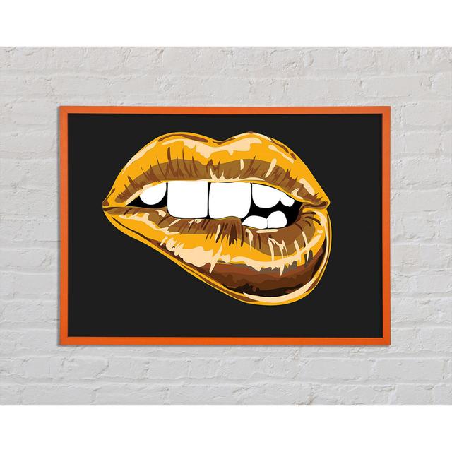 Gold Lip Bite - Single Picture Frame Art Prints Happy Larry Size: 59.7cm H x 84.1cm W x 2cm D on Productcaster.