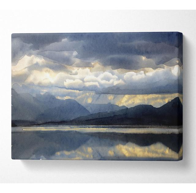 Grey Tones Of Mountain View Canvas Watercolour Alpen Home Size: 66cm H x 106.6cm W x 10cm D on Productcaster.