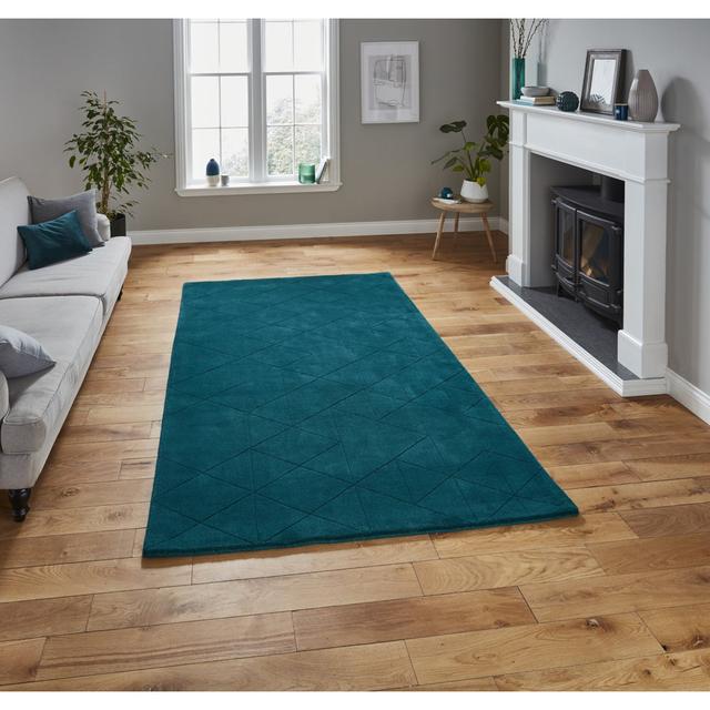 Tufted Wool Dark Teal Rug Latitude Run Rug Size: Rectangle 120 x 170cm on Productcaster.