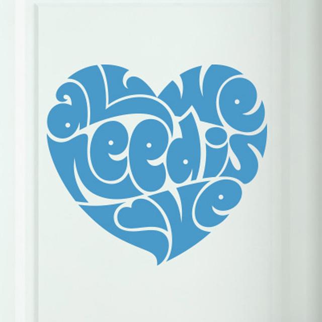 All We Need Is Love in Heart Shape Door Room Wall Sticker East Urban Home Colour: Blue on Productcaster.