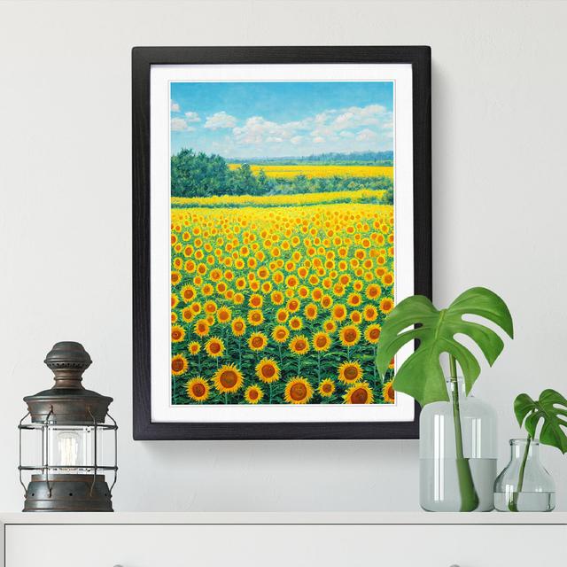 Sunflower Field Painting Vol.7 - Picture Frame Print Big Box Art Frame Option: Walnut, Size: 64cm H x 25cm W x 2cm D on Productcaster.