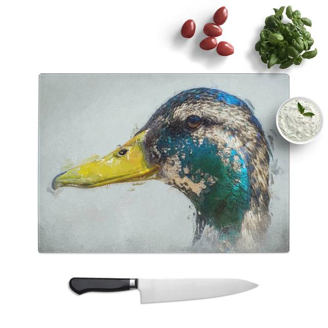 Glass Mallard Duck Moulting in Abstract Chopping Board East Urban Home Size: 28.5 cm W x 20 cm L on Productcaster.