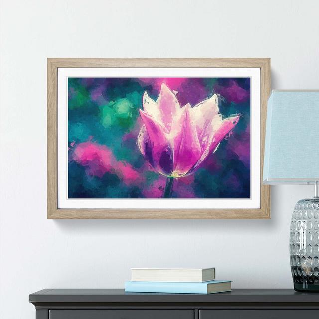 Purple Tulip Flower in Abstract - Picture Frame Graphic Art Print East Urban Home Size: 60cm H x 91cm W x 2cm D, Frame Option: Oak on Productcaster.