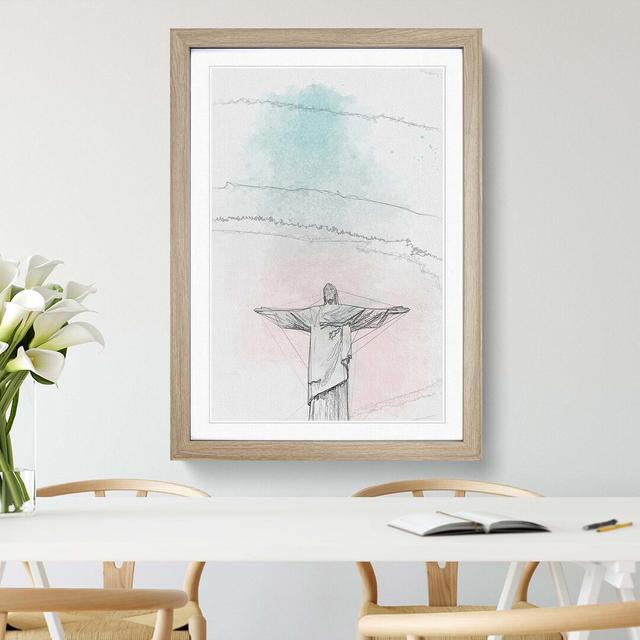 Corcovado in Rio De Janeiro Brazil Abstract - Picture Frame Graphic Art Print East Urban Home Size: 65cm H x 48cm W x 2cm D, Frame Option: Oak Framed on Productcaster.