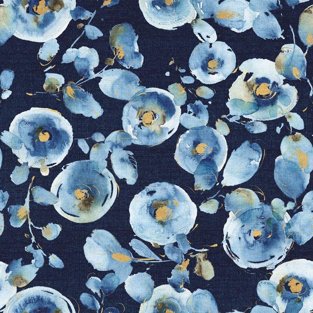 Indigold Flower Toss Indigo by Lisa Audit - Wrapped Canvas Painting Marlow Home Co. Size: 122cm H x 122cm W x 3.8cm D on Productcaster.