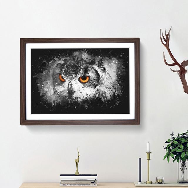 Orange Eyed Owl - Picture Frame Graphic Art Print East Urban Home Size: 45cm H x 63cm W x 2cm D, Frame Option: Walnut Framed on Productcaster.