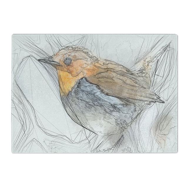 Tempered Glass Charming Robin Bird SketchChopping Board East Urban Home Size: 28.5 cm x 39 cm on Productcaster.