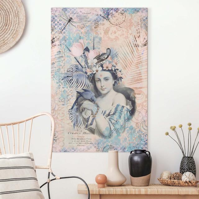 Vintage Collage - Exotic Beauty - Wrapped Canvas Graphic Art Fleur De Lis Living Format: 260g/m² canvas, Size: 60cm H x 40cm W on Productcaster.