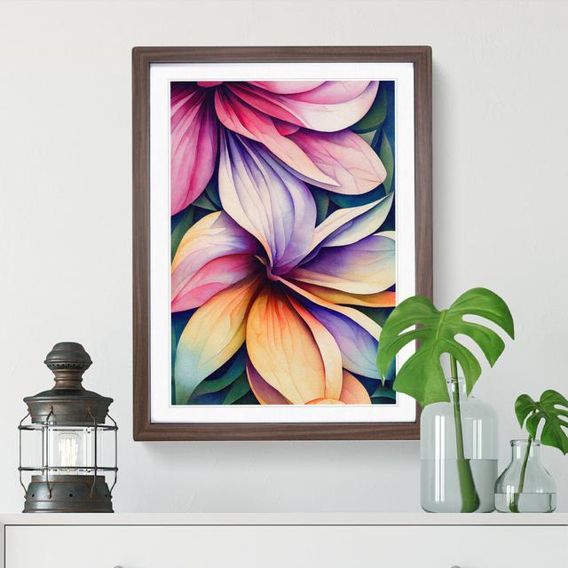 Exquisite Watercolour Flowers No.1 - Single Picture Frame Print Marlow Home Co. Frame Colour: Walnut, Size: 34cm H x 25cm W x 2cm D on Productcaster.