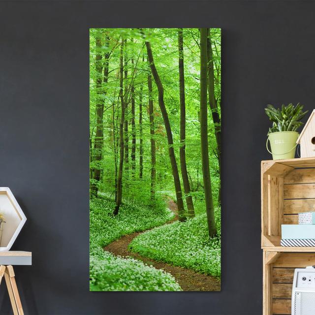 Romantic Forest Path - Wrapped Canvas Painting Union Rustic Format: 260g/m² canvas, Size: 80cm H x 40cm W on Productcaster.