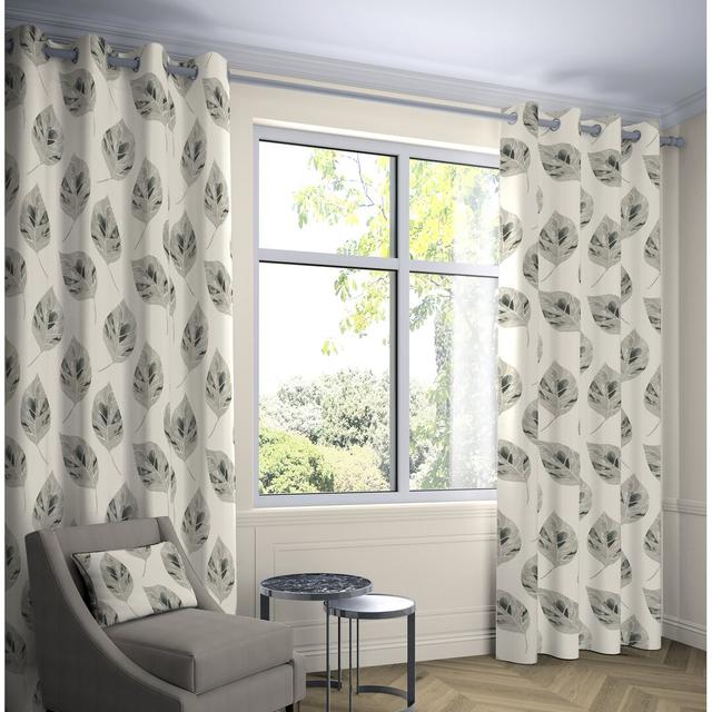 Bolen Cotton Room Darkening Grommet / Eyelet Curtain Pair (Set of 2) Ebern Designs Colour: Soft Grey, Panel Size: Width 167 x Drop 228 cm on Productcaster.