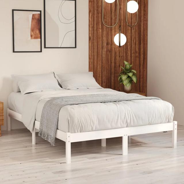 Ebern Designs Bed Frame Black Solid Pinewood 200X200 Cm Ebern Designs Colour: White, Size: Super King (6') on Productcaster.