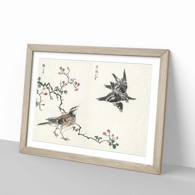 Thrush Birds by Numata Kashu - Picture Frame Painting Print East Urban Home Frame Option: Oak, Size: 40cm H x 60cm W x 2cm D on Productcaster.