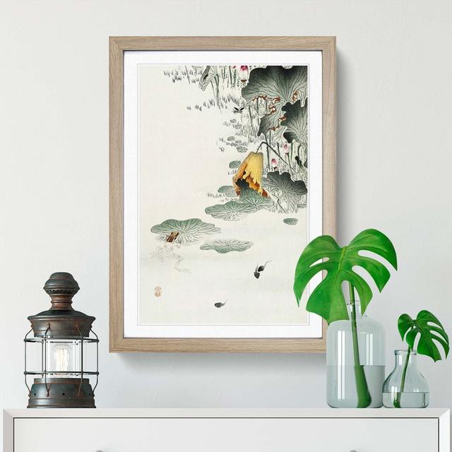 Frog and Tadpoles by Ohara Koson - Picture Frame Painting Print East Urban Home Frame Option: Oak Framed, Size: 36cm H x 27cm W x 2cm D on Productcaster.