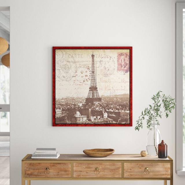 'Paris Postcard Eiffel Tower' by Tre Sorelle Studios Graphic Art Print on Wrapped Canvas East Urban Home Size: 91.44cm H x 91.44cm W on Productcaster.