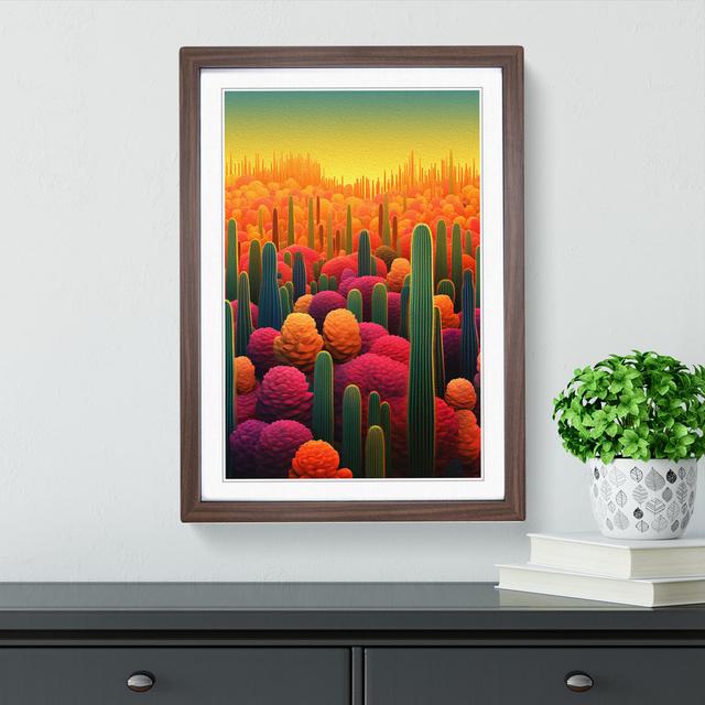 Cactus Colour Field No.2 - Single Picture Frame Print on Wood Natur Pur Size: 46cm H x 34cm W x 2cm D, Format: Walnut Framed on Productcaster.