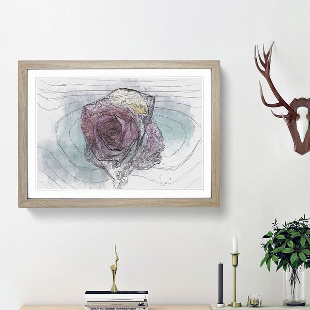 Multi-Coloured Rose Flower in Abstract - Picture Frame Graphic Art Print East Urban Home Frame Option: Oak Framed, Size: 62cm H x 87cm W x 2cm D on Productcaster.