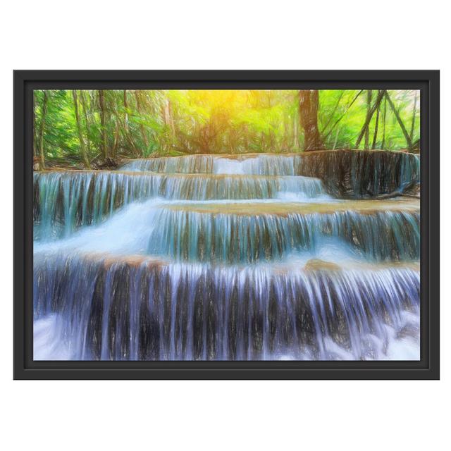 Gerahmter Fotodruck Waterfall in the Rain Forest East Urban Home Größe: 40 cm H x 55 cm B on Productcaster.