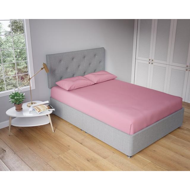 Mirva Extra Deep 30cm Polycotton Fitted Sheet Soft Touch 17 Stories Size: Double (4'6), Colour: Pink on Productcaster.