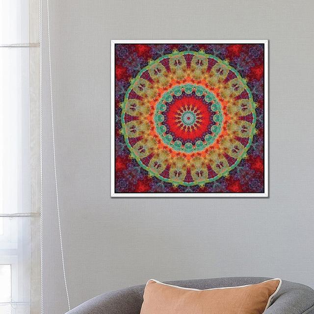 Flair Mandala III by LuAnn Ostergaard - Print on Canvas World Menagerie Size: 66.04cm H x 66.04cm W x 3.81cm D, Format: White Framed on Productcaster.