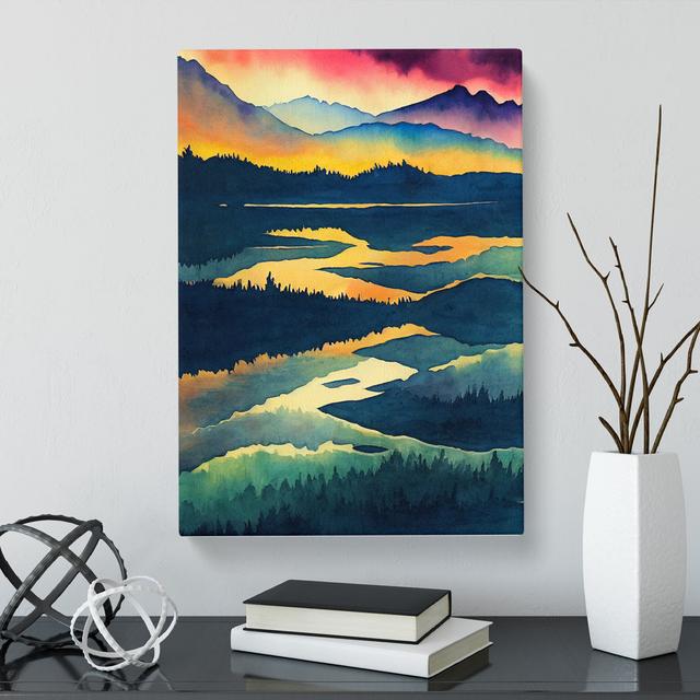 CAN-V0523-2715X Watercolour Lake Vol.2 - Wrapped Canvas Print Alpen Home Size: 50cm H x 35cm W x 3cm D on Productcaster.