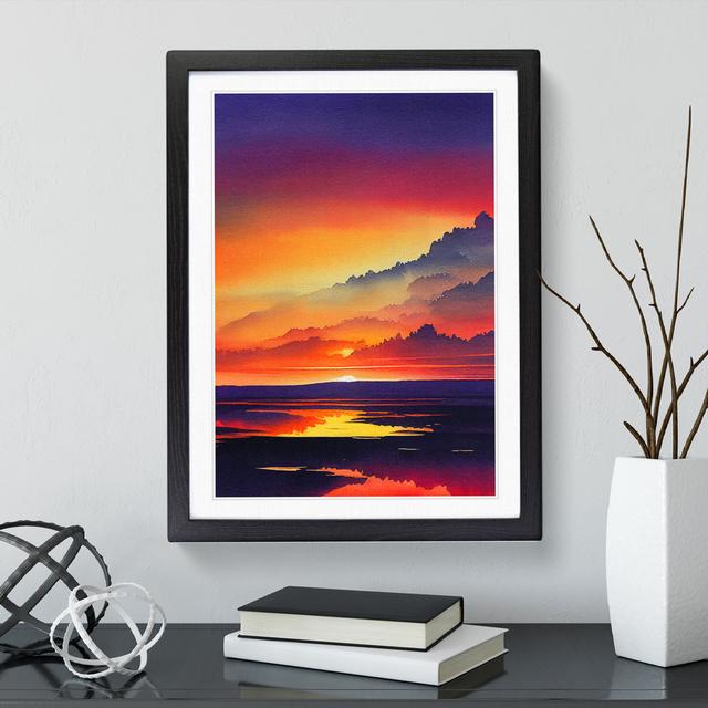 Sunset Over Mountains No.6 - Single Picture Frame Print Marlow Home Co. Size: 64cm H x 46cm W x 2cm D, Frame Colour: Black Framed on Productcaster.