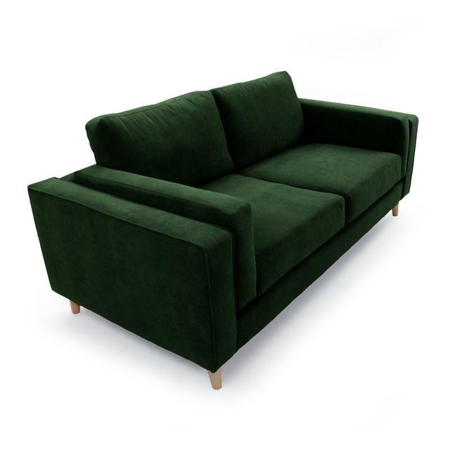 Deavian 4 Seater Loveseat Sofa Ebern Designs Upholstery Colour: Dark Green, Leg Colour: Chrome on Productcaster.