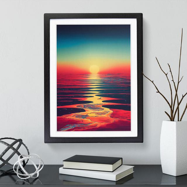 Extravagant Ocean Sunset House of Hampton Frame Colour: Black, Size: 34cm H x 25cm W x 2cm D on Productcaster.