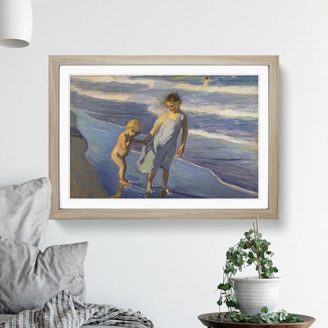 Brother and Sister by Joaquin Sorolla Y Bastida - Picture Frame Painting East Urban Home Size: 36cm H x 48cm W x 2cm D, Frame Option: Oak on Productcaster.