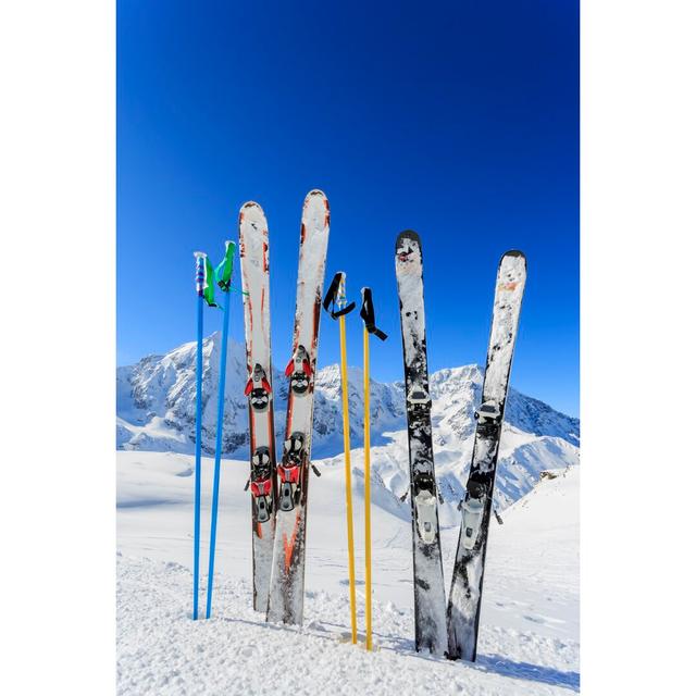 Ski Equipment On Snow - Wrapped Canvas Print Union Rustic Size: 91cm H x 61cm W x 3.8cm D on Productcaster.