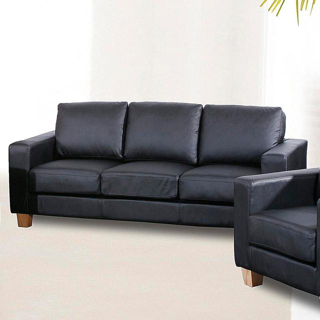 3 Seater Sofa Marlow Home Co. Upholstery Colour: Black on Productcaster.