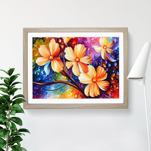 Assorted Flowers Painting Vol.3 Abstract - Picture Frame Graphic Art Marlow Home Co. Size: 25cm H x 34cm W x 2cm D, Frame Colour: Oak Framed on Productcaster.