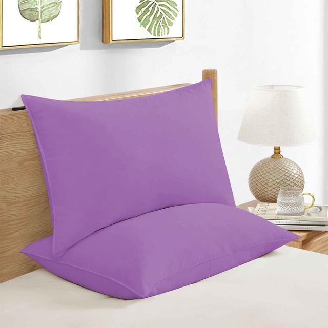 Brushed Microfiber Plain 100% Polyester Standard Size Pillowcase/Cover (Set of 2) Ebern Designs Colour: Purple on Productcaster.