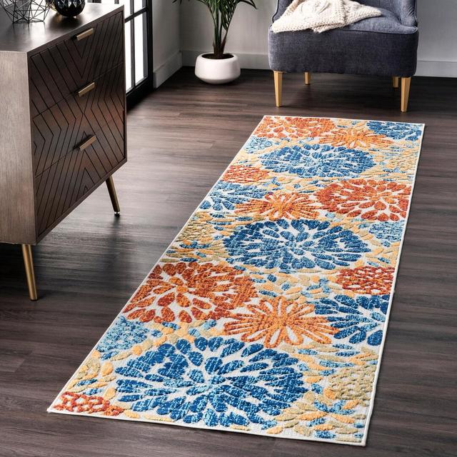 Weyland Blue/Orange/White Indoor/Outdoor Rug Blue Elephant Rug Size: Square 244cm on Productcaster.