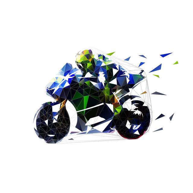 Motorcycle Racer by Msan10 - Wrapped Canvas Print George Oliver Size: 91cm H x 91cm W on Productcaster.