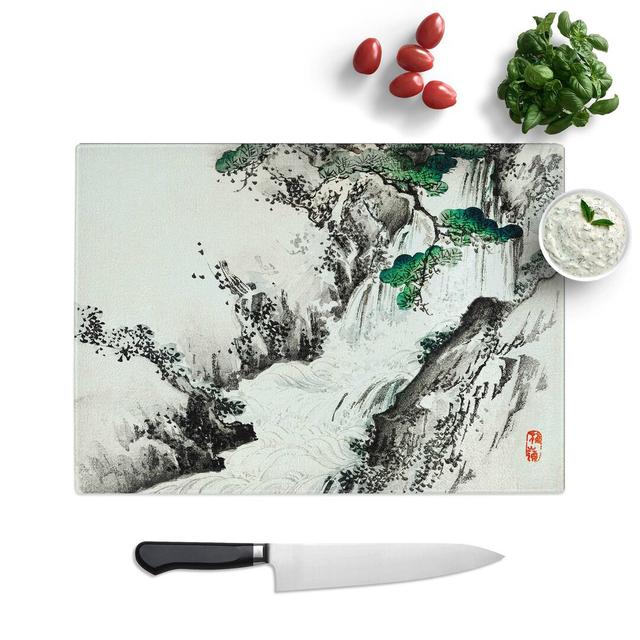 Tempered Glass Waterfall by Kono Bairei Chopping Board East Urban Home Size: 28.5 cm W x 20 cm L on Productcaster.