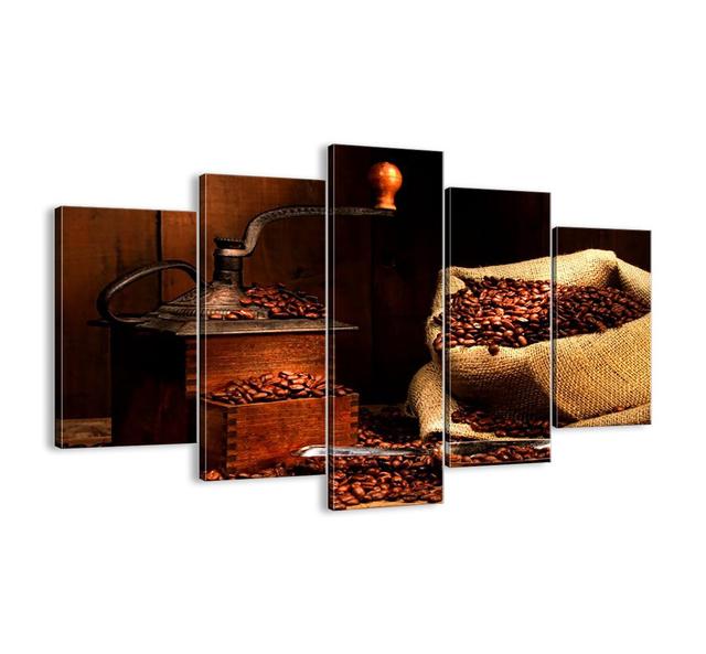 'Still Life with Coffee Beans and Grinder' - 5 Piece Unframed Photograph Print Set on Canvas Ebern Designs Size: 100cm H x 150cm W x 1.8cm D on Productcaster.