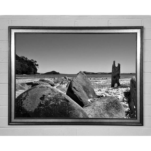 Bolders Of The Seas B N W - Single Picture Frame Art Prints Ebern Designs Size: 59.7cm H x 84.1cm W on Productcaster.