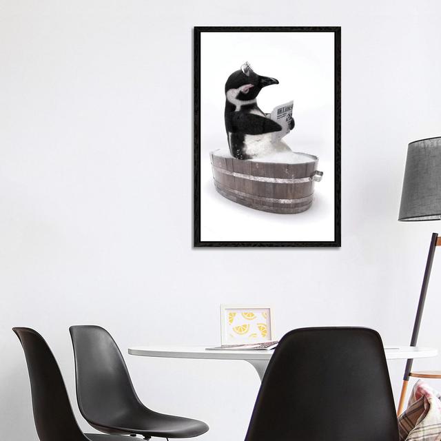 Penguin In A Wooden Bathtub by Jauffrey Philippe - Gallery-Wrapped Canvas Giclée on Canvas Happy Larry Format: Black Floater Framed, Size: 101.6cm H x on Productcaster.