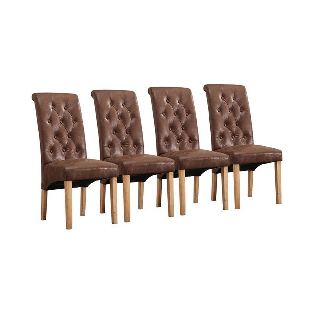 Cahill Upholstered Dining Chair (Set of 4) Three Posts Upholstery Colour: Brown on Productcaster.