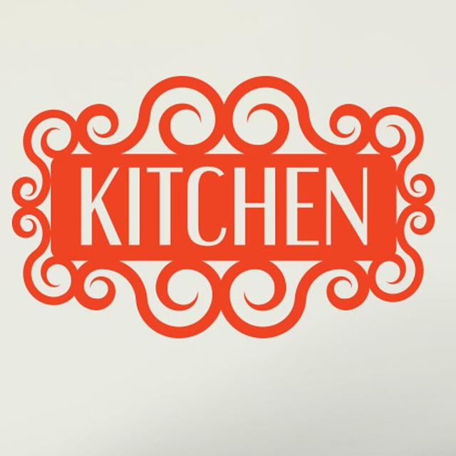 Swirly Kitchen Sign Wall Sticker 17 Stories Colour: Orange, Size: Large on Productcaster.