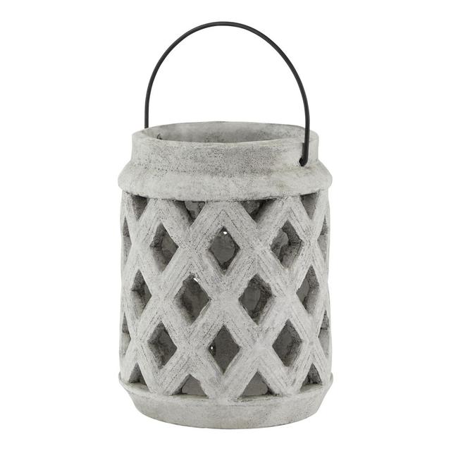 Amalfi Large Lattice Lantern Marlow Home Co. Colour: White, Size: 23cm H x 17cm W x 17cm D on Productcaster.