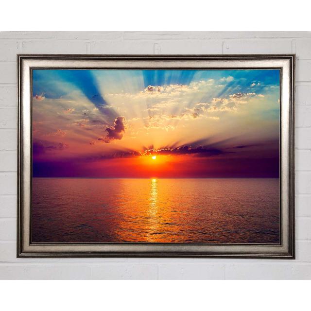 Sunrays Over The Ocean Framed Print Highland Dunes Size: 42cm H x 59.7cm W x 1.5cm D on Productcaster.