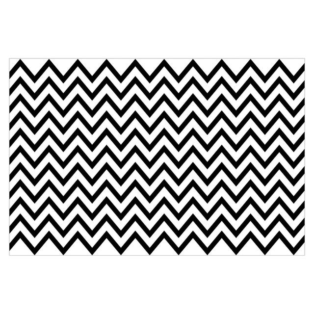 Black & White Zigzag 3.2m x 4.8m Textured Matte Peel & Stick Wall Mural East Urban Home on Productcaster.