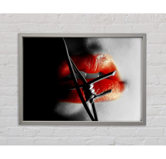 Barbed Wire Lips Framed Print Canora Grey Size: 59.7cm H x 84.1cm W x 3.3cm D on Productcaster.