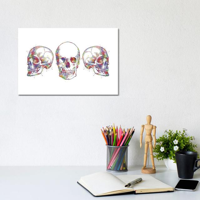 Skull Set III by Genefy Art - Wrapped Canvas Painting Happy Larry Size: 20.32cm H x 30.48cm W x 1.91cm D on Productcaster.