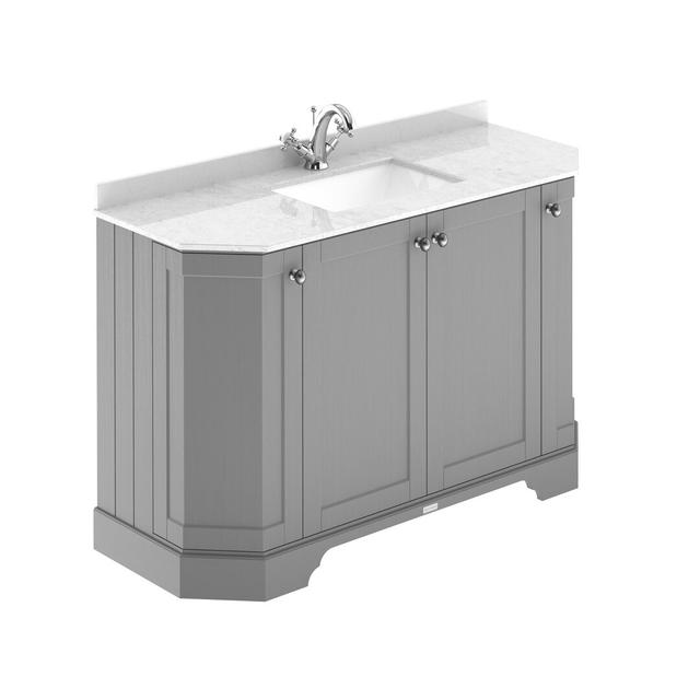 Old London 1236mm Free-standing Single Vanity Old London Top Finish: White, Vanity Unit Colour: Grey on Productcaster.