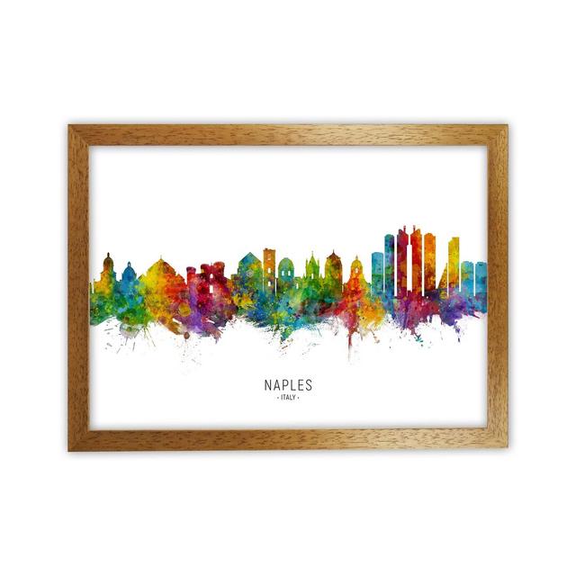 Naples Italy Skyline by Michael Tompsett - Graphic Art Latitude Run Format: Brown Framed, Size: 34cm H x 46cm W x 3cm D on Productcaster.