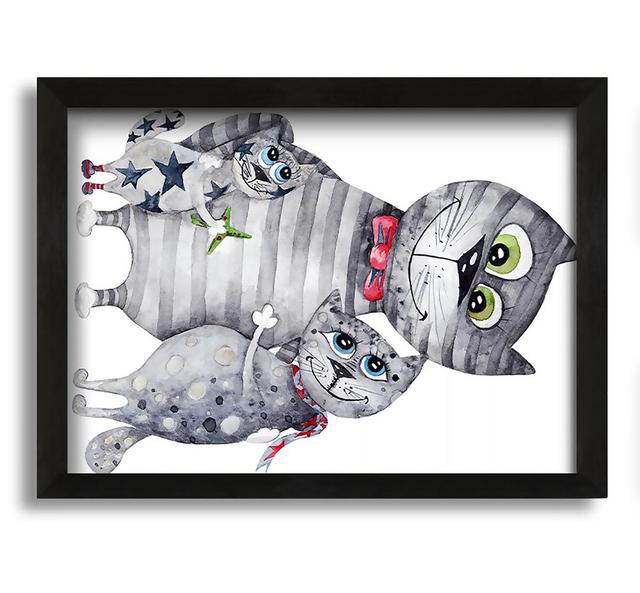 Cat Family Love - Picture Frame Painting on Canvas Ophelia & Co. Size: 60cm H x 42cm W x 10cm D on Productcaster.